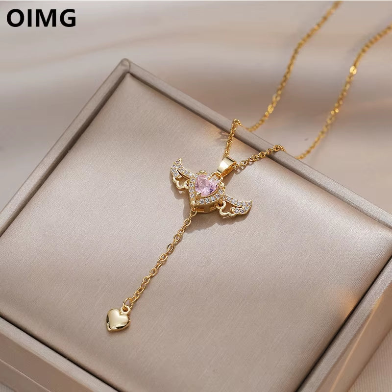 Collar Cupid Wings — Alas de Ángel Doradas | Acero Inoxidable 316L